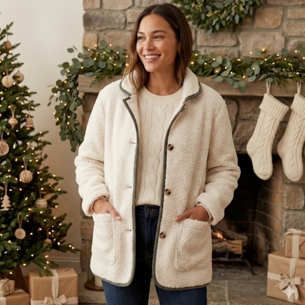 Lucky Brand Cream Sherpa Jacket